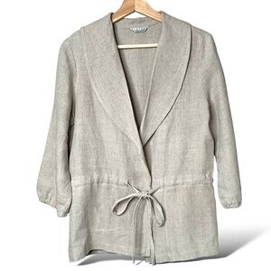 Women's Beige Blazer with Tie Waist